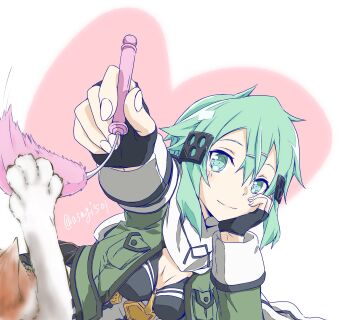 Rule 34 | 1girl, aqua eyes, aqua hair, armored leotard, artist name, asagi501, belt pouch, black gloves, black leotard, black trim, breasts, breasts apart, cat, cat teaser, closed mouth, commentary request, cropped jacket, double-parted bangs, fingerless gloves, gloves, green jacket, hair between eyes, hair ornament, hairclip, head on hand, heart, heart background, highres, holding, holding cat teaser, jacket, leotard, looking at viewer, lying, medium breasts, medium hair, messy hair, multicolored jacket, multicolored leotard, on stomach, open clothes, open jacket, pink background, playing with animal, pouch, scarf, sinon, smile, solo, split mouth, sword art online, tassets, twitter username, two-tone jacket, two-tone leotard, variant set, watermark, white background, white jacket, white leotard, white scarf