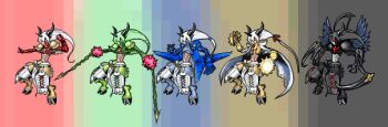5boys aegiochusmon aegiochusmon_blue aegiochusmon_dark aegiochusmon_green aegiochusmon_holy animated animated_gif arm_blade armor black_armor black_background black_hair black_mask black_wings blue_armor blue_mask brown_background colored_skin digimon digimon_(creature) feathered_wings goat_boy goat_horns gold_armor gold_mask green_armor green_background green_hair green_mask grey_skin group_picture half_mask horns long_hair lurocha mask mechanical_wings multiple_boys pixel_art red_armor red_background red_eyes red_mask scythe simple_background weapon whip white_hair wings yellow_mask