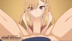 1boy 1girl :>= animated artist_name blonde_hair blush censored collarbone completely_nude cum cum_in_mouth deepthroat ear_piercing earrings eye_contact felipe_godoy fellatio hetero jewelry kitagawa_marin long_hair looking_at_another looking_at_viewer mosaic_censoring nude oral paid_reward_available penis piercing pov red_eyes sidelocks sono_bisque_doll_wa_koi_wo_suru spread_legs thighs video