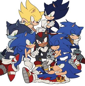 6+boys absurdres animal_ears animal_nose black_fur blue_fur blush cape crown dark_persona dark_sonic flustered furry furry_male furry_with_furry gloves hedgehog_boy highres male_focus male_harem multiple_boys multiple_persona official_alternate_costume red_cape red_eyes shadow_the_hedgehog simple_background sonic_(series) sonic_boom_(series) sonic_prime sonic_the_hedgehog sonic_the_hedgehog_(birthday_king) sonic_the_werehog sonic_unleashed sonic_x super_sonic surrounded tail unneul white_background white_gloves yaoi