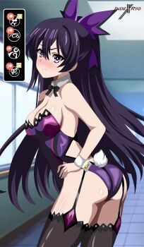 1girl absurdres ass blush breasts date_a_live highres indexryo large_breasts long_hair purple_eyes rabbit_tail smile yatogami_tohka yatogami_tohka_(true_form)