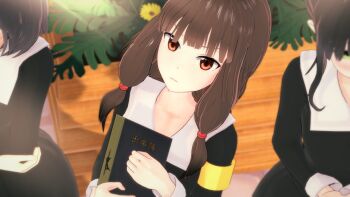 1girl 3d breasts brown_eyes brown_hair highres iino_miko kaguya-sama_wa_kokurasetai_~tensai-tachi_no_renai_zunousen~ looking_at_viewer low_twintails panties school_uniform shuuchiin_academy_school_uniform solo_focus twintails underwear