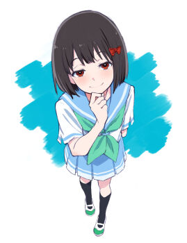 Rule 34 | 1girl, black hair, black socks, blue skirt, hibike! euphonium, highres, hisaishi kanade, sailor collar, skirt, socks