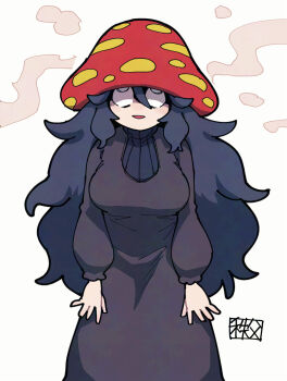 1girl breasts chichibu_(watson) hex_maniac_(pokemon) hex_maniac_(pokemon_xy) large_breasts mushroom mushroom_on_head nintendo pokemon purple_hair