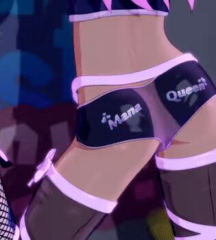 1girl 3d animated animated_gif ass ass_focus ass_shake chloe_von_einzbern dancing dark-skinned_female dark_skin fate/kaleid_liner_prisma_illya fate_(series) fishnets gs-mantis loli long_hair lowres multiple_girls pink_hair short_shorts shorts solo standing thighs