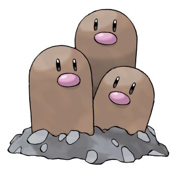Rule 34 | animal focus, dugtrio, full body, gen 1 pokemon, nintendo, no humans, official art, pokemon, pokemon (creature), pokemon focus, pokemon frlg, soil, solo, sugimori ken, third-party source, transparent background
