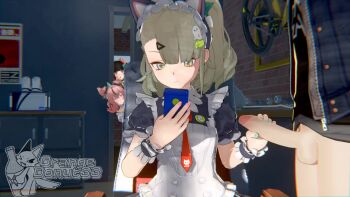 1boy 3d 3girls angels_of_delusion animal_ears animated aria_(zenless_zone_zero) artist_name bicycle black_hair bottomless cellphone erection fake_animal_ears fingernails green_eyes green_hair green_nails handjob hetero holding holding_phone indoors loli looking_at_phone maid maid_headdress moaning multiple_girls nangong_yu necktie orangedonut33 paid_reward_available penis phone pink_hair poster_(object) red_necktie smartphone sound sunna_(afternoon_tea_break)_(zenless_zone_zero) sunna_(zenless_zone_zero) tagme testicles video voyeurism wise_(zenless_zone_zero) zenless_zone_zero