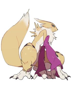 black_sclera colored_sclera digimon digimon_(creature) fox_girl fox_tail furry furry_female generalhorn02 renamon tail