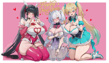 absurdres ai-assisted breasts chisa_(wuthering_waves) commentary_request curvy earrings highres huge_breasts incredibly_absurdres jewelry large_breasts lotus26 lynae_(wuthering_waves) mornye_(wuthering_waves) plump wuthering_waves