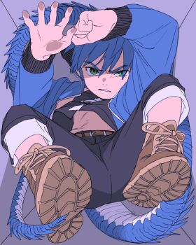 1boy dragon_boy gr178rg green_eyes hekido_(tora_wa_ryuu_wo_mada_tabenai.) male_focus midriff_peek solo tora_wa_ryuu_wo_mada_tabenai.