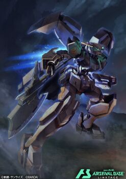 axe card_(medium) commentary_request company_name copyright_logo copyright_name copyright_notice gundam gundam_arsenal_base gundam_gusion_rebake gundam_tekketsu_no_orphans holding holding_axe logo mecha mecha_focus mobile_suit no_humans official_art robot science_fiction solo tei-o v-fin