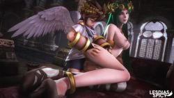 1boy 1girl 20s 3d age_difference anal angel angel_wings animated ankle_lace-up anklet armor artist_name ass asymmetrical_legwear bed bike_shorts black_shorts blush bouncing bouncing_breasts bouncing_testicles breasts brown_hair clothed_male_nude_female crown feathered_wings feathers green_eyes green_hair headpiece hetero indoors jewelry jiggle kid_icarus kid_icarus_uprising large_breasts laurel_crown lesdias long_hair looking_at_another looking_back looping_animation matching_hair/eyes moaning nintendo nipples nude on_bed palutena penis penis_out pit_(kid_icarus) purple_eyes pussy robe sandals sex shadez short_hair shorts shota single_thighhigh sitting size_difference small_penis smile sound source_filmmaker_(medium) squishing super_smash_bros. testicles thighhighs uncensored uneven_legwear vambraces very_long_hair video white_thighhighs wings