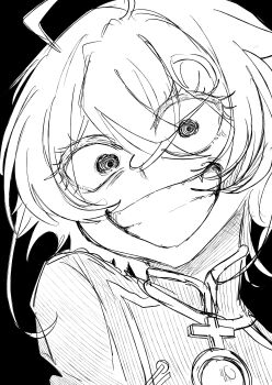 absurdres artist_request gesugao highres monochrome sketch smile tanya_degurechaff youjo_senki