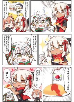 Rule 34 | + +, 5girls, :>, :d, :o, absurdres, ahoge, altera (fate), altera the santa (fate), artoria pendragon (fate), bell, black bow, black gloves, black hat, black jacket, black scrunchie, black shirt, blonde hair, blush, bow, brown hair, capelet, closed eyes, closed mouth, comic, commentary request, crying, dark-skinned female, dark skin, eighth note, fake facial hair, fake mustache, fate/grand order, fate (series), flag, food, fujimaru ritsuka (female), fujimaru ritsuka (female) (polar chaldea uniform), fur-trimmed capelet, fur-trimmed headwear, fur trim, gloves, green bow, green ribbon, hair between eyes, hair bow, hair ornament, hair scrunchie, hands up, hat, headpiece, highres, holding, holding plate, jacket, jako (jakoo21), jeanne d'arc (fate), jeanne d'arc alter santa lily (fate), ketchup, koha-ace, multiple girls, musical note, okita souji (fate), okita souji alter (fate), okita souji alter (first ascension) (fate), okosama lunch, omelet, omurice, one side up, open mouth, own hands together, plate, polar chaldea uniform, print shirt, red eyes, red hat, red scarf, ribbon, saber alter, santa alter, santa hat, scarf, scrunchie, shirt, short sleeves, silver hair, smile, streaming tears, striped bow, striped ribbon, sweat, tassel, tears, translation request, white capelet, yellow eyes