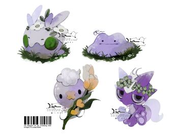 Rule 34 | 4others, alternate design, artist logo, artist name, barcode, black eyes, blob, bug, butterfly, closed eyes, closed mouth, clover, colored skin, commentary, ditto, drifloon, expressionless, flower, full body, gen 1 pokemon, gen 4 pokemon, gen 6 pokemon, gen 8 pokemon, goomy, grass, insect, li04r, logo, multiple others, muted color, nintendo, no humans, pokemon, pokemon (creature), pokemon focus, purple skin, solid circle eyes, solid oval eyes, tongue, tongue out, toxel, tulip, twitter username, untranslatable commentary, very big eyes, watermark, white butterfly, white flower, yellow flower, yellow tulip