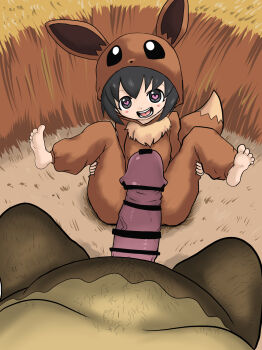 1boy 1girl censored drowzee gen_1_pokemon heart heart-shaped_pupils loli penis shikkui_kenta symbol-shaped_pupils