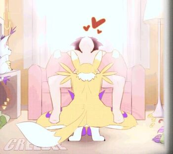 1boy 1girl animated ass creedle digimon fellatio furry furry_female furry_with_non-furry heart hetero indoors interspecies nude oral palmon renamon sitting spread_legs tagme tail tailmon terriermon video
