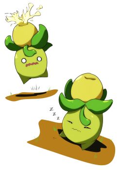 absurdres afuronone closed_eyes commentary_request highres multiple_views nintendo no_humans o_o pokemon pokemon_(creature) scared sleeping smoliv wavy_mouth white_background zzz