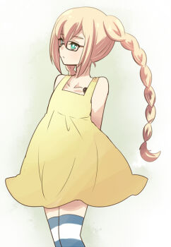 10s blonde_hair braid crossdressing gatchaman gatchaman_crowds glasses mzk ninomiya_rui striped_legwear thighhighs trap twintails wig