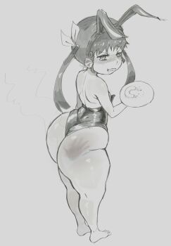 bunnygirl_suit hachikuji_mayoi kyokeer loli monogatari_(series) shortstack slap_mark thick_thighs thighs