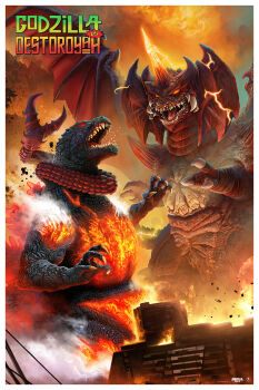 aura building burning_godzilla claws cloud cloudy_sky crest debris destoroyah destruction dinosaur electricity embers energy english_text epic extra_teeth fire giant giant_monster glowing glowing_body glowing_eyes glowing_horns glowing_spikes godzilla godzilla_(series) godzilla_vs._destoroyah highres horns kaiju mandibles monster no_pupils official_art open_mouth orange_electricity orange_eyes overcast pablo_olivera pincers prehensile_tail realistic red_eyes rubble saliva sharp_teeth shoulder_spikes single_horn sky smoke spikes steam tail tail_wrap teeth toho tongue tusks variant_set wings