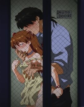 1boy 1girl amondetauro hetero kaji_ryouji neon_genesis_evangelion older_male_and_younger_female orange_hair souryuu_asuka_langley