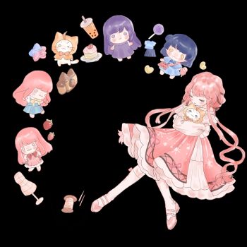 >_o 5girls :3 ahoge animal animal_hug bag bare_shoulders barefoot black_background bloom_poetry_(shining_nikki) blue_bow blue_bowtie blue_capelet blue_dress blue_hair blue_skirt blunt_bangs blunt_ends bow bow_legwear bowtie bra_strap brown_bow brown_eyes brown_ribbon cake cake_slice camera candy capelet cat chibi chinese_commentary cloak closed_eyes closed_mouth clothed_animal collarbone commentary_request cross-laced_clothes cross-laced_dress cross-laced_legwear doll dress ear_covers eyelashes food frilled_shirt frilled_skirt frilled_sleeves frills fruit full_body hair_bow hair_bun hair_ribbon happy heart high-waist_skirt high_heels highres holding holding_animal holding_cat holding_doll hood hood_up hooded_cloak if_happiness_is_a_circle_(meme) infinity_nikki kneehighs layered_skirt light_blush lollipop long_dress long_hair long_sidelocks long_sleeves low_twintails mannequin medium_skirt meme mianyang66142 momo_(nikki) multiple_girls multiple_persona multiple_views nikki_(nikki) nikki_(series) nikki_up2u2:_world_traveller off-shoulder_shirt off_shoulder one_eye_closed orange_bow orange_bowtie perfect_start_(infinity_nikki) pinafore_dress pink_bag pink_bow pink_dress pink_hair pink_ribbon pink_shoes pink_skirt plate pleated_skirt polka_dot print_skirt puffy_long_sleeves puffy_sleeves pumps purple_dress purple_hair red_bow red_bowtie ribbon shining_nikki shirt shoes shoulder_bag siblings sidelocks simple_background single_side_bun sisters skirt sleeveless sleeveless_dress smile snowflake_print socks solid_circle_eyes spool star_(symbol) strawberry striped_clothes striped_skirt stylist_(nikki) suspender_skirt suspenders swirl_lollipop time_paradox traditional_bowtie tress_ribbon twintails vertical-striped_clothes vertical-striped_skirt very_long_hair wavy_hair whimstar_(infinity_nikki) whiskers white_cat white_shirt white_skirt white_socks yellow_bow yellow_bowtie yellow_cloak yellow_eyes yoyo_(nikki)