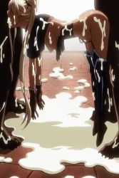 1girl 2boys after_rape animated anime_screenshot ass blonde_hair blue_thighhighs boots breasts brown_theme bukkake cloe_(kuroinu) cum cum_in_mouth cum_in_pussy cum_on_ass cum_on_body cum_on_breasts cum_on_clothes cum_on_floor cum_on_hair cum_on_upper_body dangling_arms hanging_legs dark-skinned_female dark_elf dark_skin double_penetration elf facial from_side gang_rape garter_straps gloves group_sex hanging_breasts kuroinu_~kedakaki_seijo_wa_hakudaku_ni_somaru~ large_breasts lifting_person long_hair long_pointy_ears looping_animation multiple_boys multiple_penetration nipples oral pointy_ears ponytail rape sex sex_from_behind spitroast stomach_bulge teamwork thigh_boots thighhighs thighs very_long_hair video