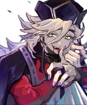 Rule 34 | 1boy, blonde hair, commentary request, douma (kimetsu no yaiba), hair between eyes, highres, kimetsu no yaiba, long hair, looking at viewer, male focus, napoo 28, patterned hair, red shirt, shirt, smile, solo, tight clothes, tight shirt