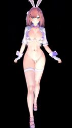 1girl 3d 9hj6u :3 animal_ears animated ass back bikini blue_eyes blush bouncing_breasts bow bowtie bra breasts brown_hair butt_crack checkered_bra checkered_clothes checkered_panties choker closed_mouth cross cross_pasties cuff_links fake_animal_ears female_focus fingerless_gloves fishnet_thighhighs fishnets from_behind fuck-me_(text) fuck-me_pasty full_body gloves gluteal_fold hair_ornament hairclip high_heels highres koikatsu_(medium) large_breasts maebari micro_bikini navel nijisanji open_clothes open_vest panties pasties pink_bow rabbit_ears rabbit_tail short_hair shoulder_blades solo sound suzuhara_lulu swimsuit thighhighs thighs underwear vest video virtual_youtuber walking white_gloves white_thighhighs x_hair_ornament