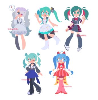 +_+ 1girl :3 ? ahoge animal_ears aqua_eyes aqua_hair black_pantyhose black_shoes blue_skirt blush boots bow bowtie bright_pupils cat_ears clenched_hand closed_mouth clothes_lift commentary costume_request dress earrings english_commentary eyelashes finger_to_cheek full_body grey_dress grey_hair grey_jacket grey_shirt grey_skirt grey_thighhighs hair_ornament hair_ribbon hairclip hand_on_own_hip hatsune_miku head_tilt heterochromia high_heels highres hood hood_down hooded_jacket hoop_earrings jacket jewelry long_hair long_sleeves multicolored_hair multiple_views one_eye_closed open_mouth pantyhose pink_eyes pink_hair pink_thighhighs plaid_clothes red_bow red_bowtie red_dress red_shoes ribbon shirt shoes simple_background single_thighhigh skirt slurpn00dles smile star_(symbol) star_earrings star_print striped_clothes striped_dress teeth thighhighs twintails twitter_username two-tone_hair upper_teeth_only vertical-striped_clothes vertical-striped_dress very_long_hair vocaloid white_background white_boots white_dress white_pupils white_shoes