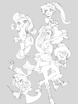 5girls animal_ears auriana bell biting_own_lip boots bracelet cartoon_network collarbone crossed_arms dress dual_persona earrings ed_edd_n_eddy gloves grin hat heart heart_earrings heloise high_heels highres holding holding_remote_control horns horse horse_ears horse_girl jewelry jimmy_two-shoes jingle_bell lolirock long_hair long_sleeves looking_at_viewer looking_to_the_side magical_girl monochrome multiple_girls my_little_pony my_little_pony:_equestria_girls my_little_pony:_friendship_is_magic nazz pointing pointy_ears pony_(animal) ponytail puffy_sleeves rarity_(my_little_pony) remote_control santa_hat sharp_teeth shoes short_hair side_ponytail skirt sleeveless sleeveless_dress smile sweater teeth unicorn unicorn_girl