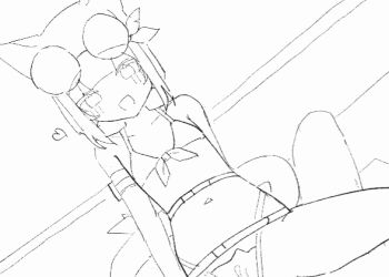 1boy 1girl animal_ears animated animated_gif armband belt bikini bikini_bottom_aside blush cat_ears clothing_aside greyscale heart indie_virtual_youtuber loli looping_animation lyrinne monochrome navel open_mouth round_eyewear sex short_hair shwaa smile sound_effects stomach_bulge sunglasses swimsuit virtual_youtuber