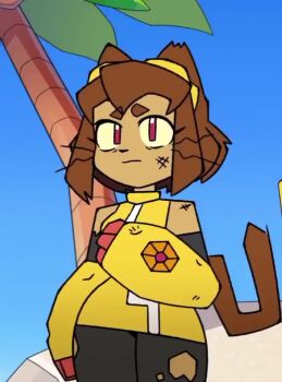 animal_ears animated bouncing_breasts breasts brown_hair cat_ears cat_girl cat_tail furry furry_female gameoverse kit_bodega large_breasts misterfridg3 pink_eyes short_hair tagme tail thick_thighs thighs video