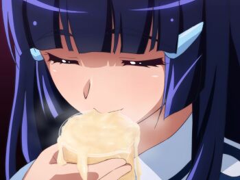 Rule 34 | 10s, 1girl, aoki reika, artist request, blue eyes, blue hair, blunt bangs, blush, closed eyes, cum, cum in container, cum in cup, cumdrip, cup, drinking, female focus, gokkun, hair ornament, hairclip, happy, holding, holding cup, indoors, matching hair/eyes, precure, smile precure!, solo, steam