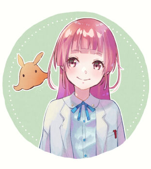 1girl commentary_request hair_down heaven_burns_red mizuhara_aina neck_ribbon oage_(o_ag_e4) pink_eyes pink_hair ribbon tagme