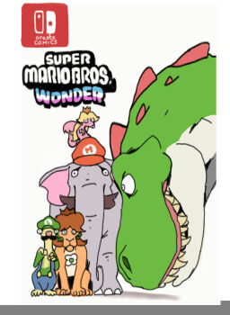 commentary dinosaur elephant english_commentary ice_age_(movie) mario mario_(series) nintendo oreste_comics super_mario_bros._wonder tyrannosaurus_rex yoshi