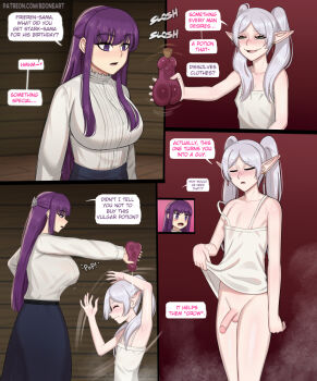 1futa 1girl bdone fern_(sousou_no_frieren) frieren futanari medium_penis penis potion sousou_no_frieren tagme testicles