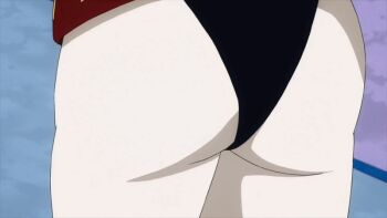 1girl animated animated_gif anime_screenshot arms_behind_head ass black_hair boku_no_hero_academia bouncing_breasts breasts large_breasts long_hair midnight_(boku_no_hero_academia) smile very_long_hair walking