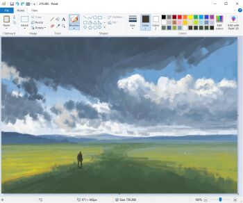 1other art_program_in_frame backpack bag christian_young cloud cloudy_sky commentary from_behind full_body in_shadow landscape microsoft_paint_(medium) microsoft_paint_(software) mini_person mountainous_horizon original outdoors painterly plain scenery screencap sky solo walking