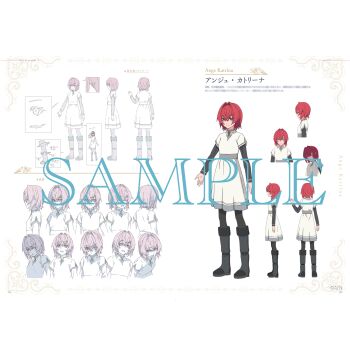 1girl absurdres ange_katrina artist_request belt black_boots black_pantyhose black_sleeves blue_eyes blurry_text boots border breasts character_name copyright_notice crossed_bangs dress fold-over_boots grey_belt hair_between_eyes hair_intakes highres knee_boots layered_sleeves long_sleeves multiple_views nijisanji official_alternate_costume official_art ornate_border page_number page_of_lambda pantyhose production_art red_hair reference_sheet sample_watermark short_dress short_hair short_over_long_sleeves short_sleeves small_breasts translation_request turnaround two-page_spread virtual_youtuber watermark white_background white_dress