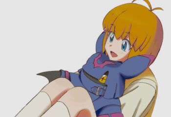 1boy bat_(animal) blue_eyes digimon digimon_(creature) digimon_beatbreak highres ktldy538tzkf641 kuonji_makoto orange_hair shirt short_hair simple_background sweater white_background white_shirt