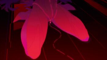 animated animated_gif bdsm blue_hair closed_eyes collar high_heels kneeling leash linked_piercing long_eyelashes long_hair me!me!me! meme_(me!me!me!) moaning open_mouth piercing piercing_pull pussy_juice pussy_juice_puddle pussy_piercing saliva slave string string_pull