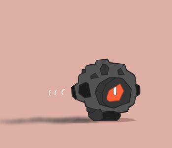 Rule 34 | colored sclera, commentary request, flat color, full body, gen 8 pokemon, highres, motion lines, nintendo, one-eyed, pink background, pokemon, pokemon (creature), pokemon focus, red sclera, redny, rolycoly, simple background, solo, white eyes