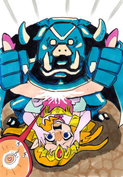 1boy 1girl animal_ears bad_end blonde_hair blue_eyes blue_skin colored_skin crying crying_with_eyes_open cum cum_in_pussy defeat dress earrings fertilization ganon gloves highres holding_another's_leg impregnation interspecies interspecies_impregnation jewelry monster nintendo open_mouth ovum pig_boy pig_ears pig_nose pointy_ears princess princess_zelda rape roaring screaming slippers sperm_cell tan_boku tearing_up tears teeth the_legend_of_zelda tiara tongue triforce unwanted_creampie unwanted_impregnation white_background white_gloves