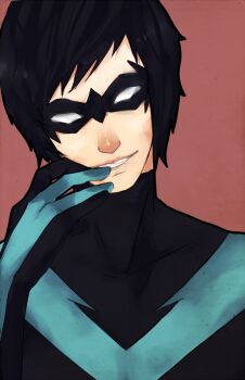 1boy batman_(series) black_hair dc_comics dick_grayson domino_mask eye_mask male_focus mask nightwing solo