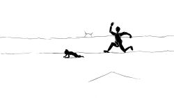 1boy 1girl animated blush chasing closed_eyes erection faceless faceless_male falling from_side hetero highres horizon hukinshin monochrome on_ground open_mouth original outdoors penis ponytail rape running scared sex silhouette sketch sunset tripping video