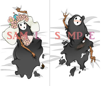 arakune arc_system_works ass blazblue blazblue:_calamity_trigger blob blush blush_stickers dakimakura_(medium) flower hair_flower hair_ornament inutokage multiple_views no_humans parody sample_watermark watermark