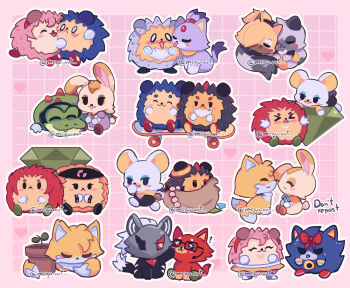 absolutely_everyone amy_rose animal_couple animal_focus animalization avatar_(sonic_forces) bat_(animal) blaze_the_cat cat chibi chibi_only classic_amy commentary cosmo_(sonic) couple cream_the_rabbit crocodilian echidna_(animal) english_commentary everyone fox gem grid_background heart hedgehog hetero highres holding holding_sack hug in-franchise_crossover infinite_(sonic) knuckles_the_echidna licking master_emerald megu-art metal_sonic multiple_tails no_humans plant potted_plant rabbit ring_(sonic) rouge_the_bat sack shadow_the_hedgehog silver_the_hedgehog sitting skateboard sonic_(series) sonic_adventure sonic_forces sonic_the_hedgehog sonic_the_hedgehog_(classic) sonic_the_hedgehog_(idw) sonic_x tail tails_(sonic) tangle_the_lemur tears tikal_the_echidna two_tails vanilla_the_rabbit vector_the_crocodile watermark whisper_the_wolf wolf yaoi yuri