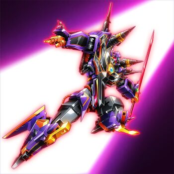 acceptor armor assault_visor cannon character_request drill drill_tank full_armor full_powered_gridknight gattai glowing glowing_eye glowing_mouth gridknight_(ssss.gridman) gridman_universe gridman_universe_(movie) helmet highres holding holding_sword holding_weapon horns mecha mutaguchi_hiroki no_humans official_art robot science_fiction shoulder_cannon ssss.dynazenon ssss.gridman super_robot sword tokusatsu v-fin weapon